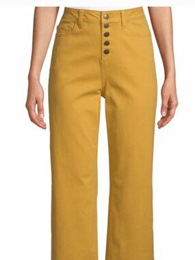 Time and Tru Cropped Button Fly Mustard Wide Leg pants